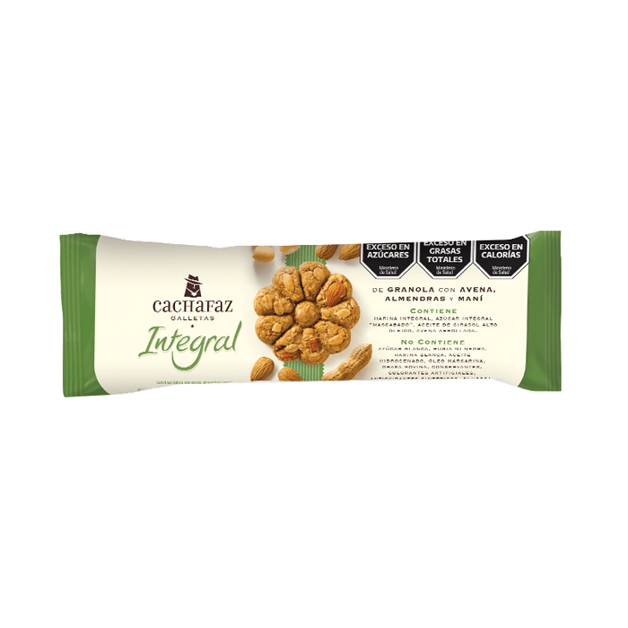 CACHAFAZ - GALLETAS INTEGRALES DE GRANOLA CON AVENA, ALMENDRAS Y MANI x 225 GR