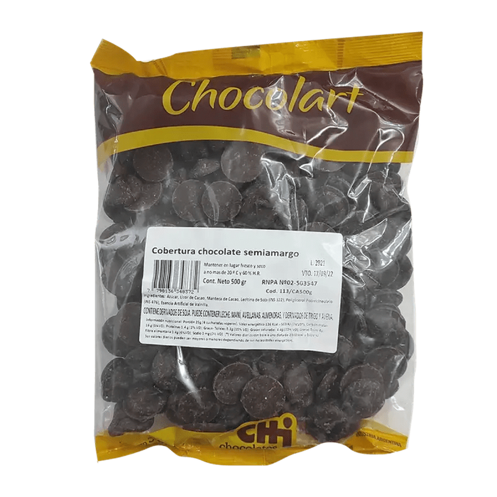 CHOCOLART - CHOCOLATE DE COBERTURA SEMI AMARGA X 500 GRS