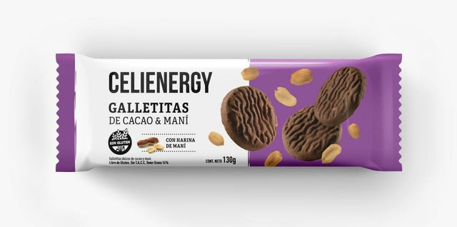 CELIENERGY - GALLETITAS DE CACAO Y MANI x 130 G