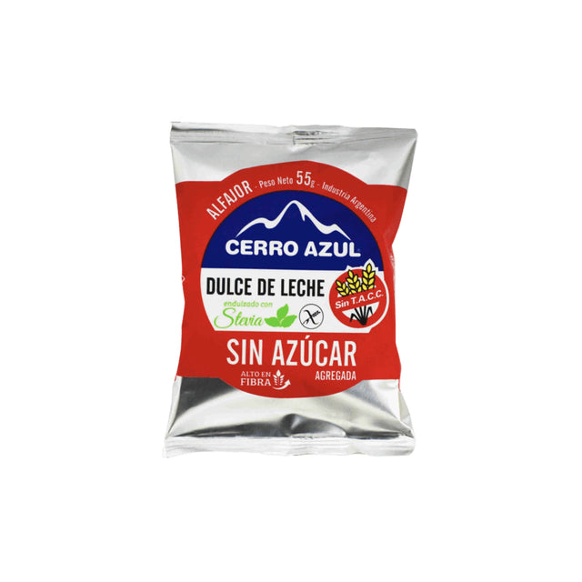 CERRO AZUL - alfajor dulce de leche sin azucar y sin gluten x unidad