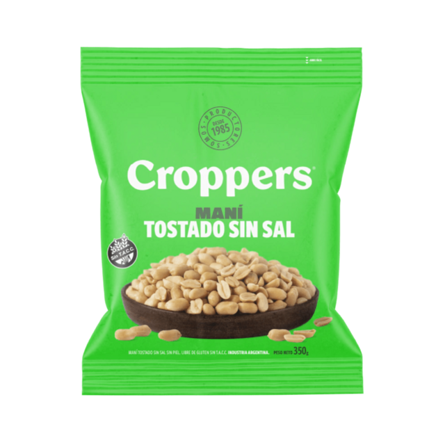 CROPPERS - MANI TOSTADO SIN SAL SIN PIEL X 350 GR