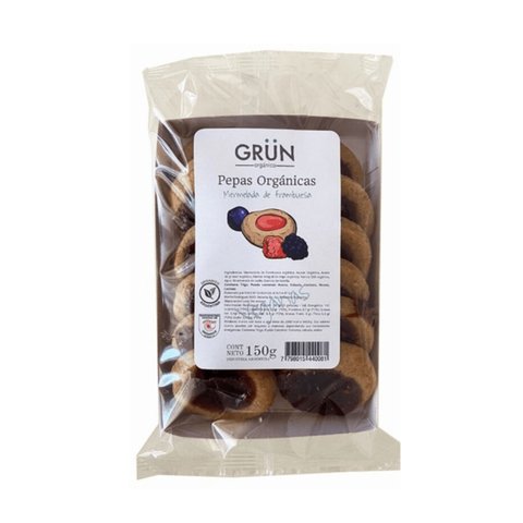 GRUN - PEPAS ORGANICAS CON MERMELADA DE FRAMBUESA X 150 GR