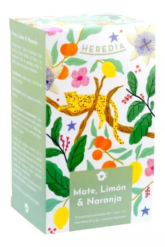 HEREDIA - Te de Mate, Limón y Naranja (25 Saquitos x Caja) x 45g