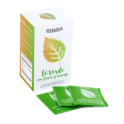 HEREDIA - Te Verde con Limon y Naranja Clasica (25 Saquitos x Caja) x 45g