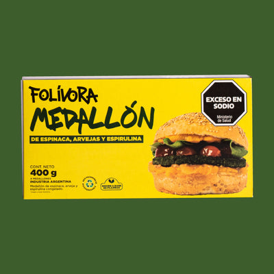 FOLIVORA - MEDALLON DE ESPINACA, ARVEJA Y ESPIRULINA  X 4 UN