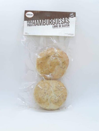 DELICIAN - PAN DE HAMBURGUESA SIN TACC X 2 UNIDADES x 90 gr