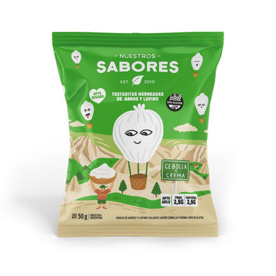 NUESTROS SABORES - TOSTADITAS DE ARROZ  CEBOLLA Y CREMA x 50g