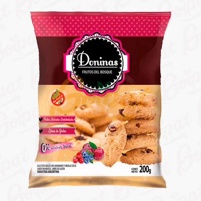 DONINAS - GALLETITAS SIN TACC CON FRUTOS ROJOS 200 GRS