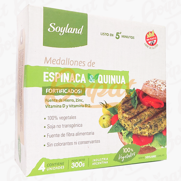 SOYLAND - MEDALLON ESPINACA Y QUINOA X 4 UNIDADES