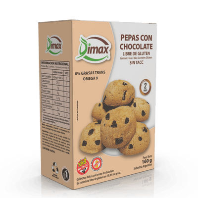 PEPAS DE CHOCOLATE - CAJA CON 2 PACKS X 80 GRS - DIMAX