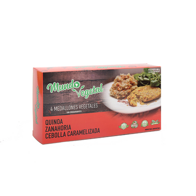 MEDALLON DE QUINOA, CEBOLLA CARAMELIZADA Y ZANAHORIA X 4 UN. - 400 GRS - MUNDO VEGETAL