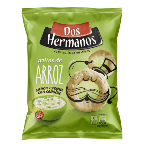 ARITOS DE ARROZ SABOR CREMA Y CEBOLLA X 80 GRS - DOS HERMANOS